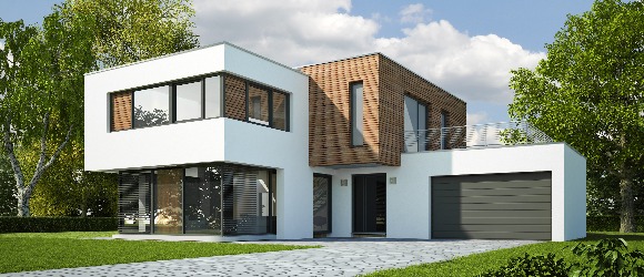 Haus mit Holzelementen in Rostock